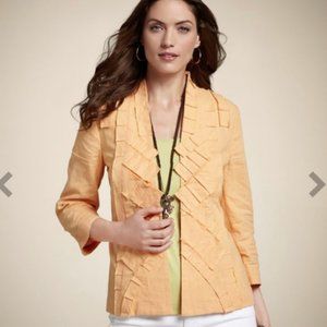 CHICO'S linen blend crosshatch Haley jacket Size M Chico's Size 1 (FF-20)